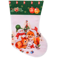 Носок новогодний д/подарка "Лесные друзья" 25*35см арт.201-5247