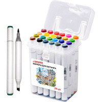 Маркеры для скетчинга двусторонние (deVENTE) Emotion 24 цвета кисть пластиковая упаковка арт 5044112