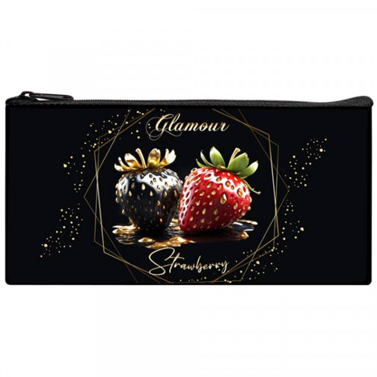 Пенал-косметичка 1 отделение плоский (ОНИКС) ПМП 17-20 Клубника ткань