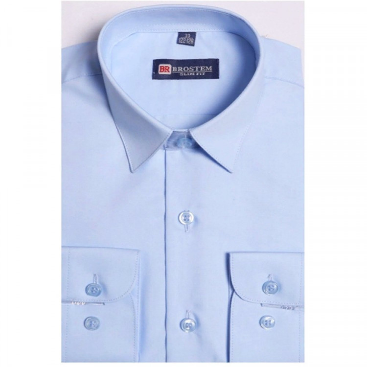Сорочка детская длинный рукав размерный ряд 29/116-122-36/158-164  цвет голубой Brostem арт.MO4706Fd для полных детей
