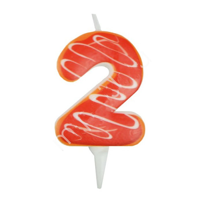 Свеча ЦИФРА Пончик "2" 06см арт.6058012