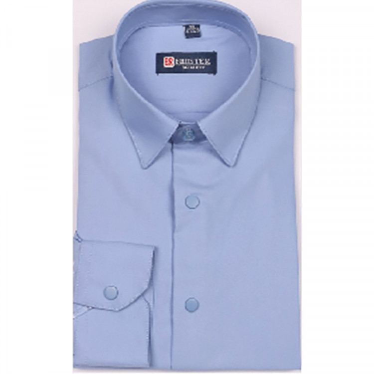 Сорочка подростковая приталеная длинный рукав размерный ряд 36/158-164(XXS)-41/176-182(XL) цвет синий Brostem арт.3LBX1-3X** на кнопках