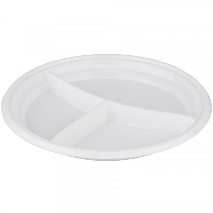 Тарелка пластиковая 3-секционная d-205мм, упаковка 10шт. (Ст.100/1800)