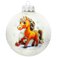 Шар стекло 08см (серия Символ года) "Лошадка игривая" п/у арт.КУ-80-254023