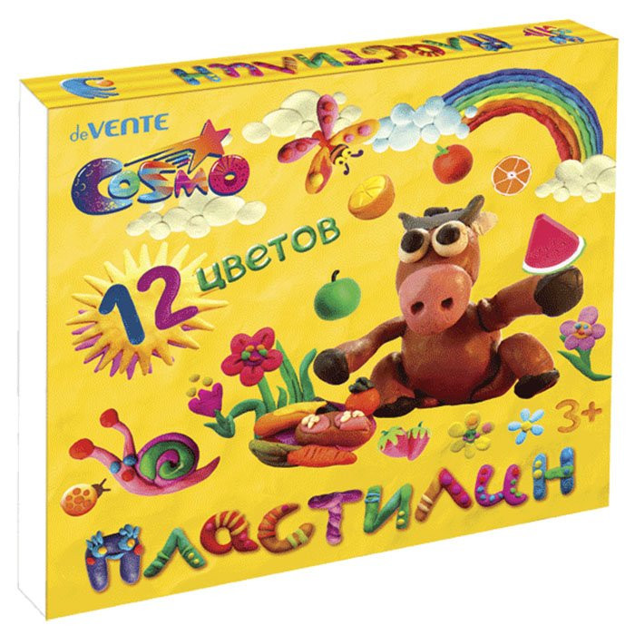 Пластилин 12 цветов 240 грамм (deVENTE) Классический со стеком картонная коробка арт.8042417