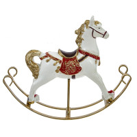 Статуэтка декоративная "Лошадка-качалка" 17,5см белая с красным арт.806786