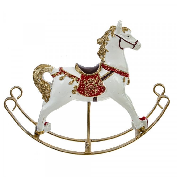 Статуэтка декоративная "Лошадка-качалка" 17,5см белая с красным арт.806786