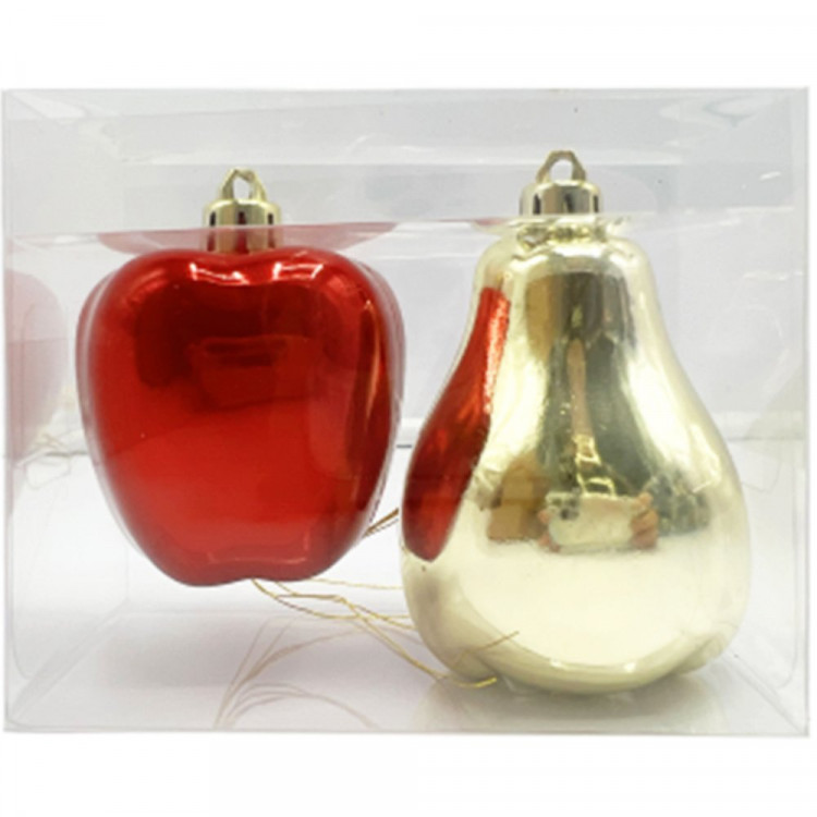 Фигурка на ёлку пластик "Груша/Яблоко" 05,5см цв.красн/золото арт.95348