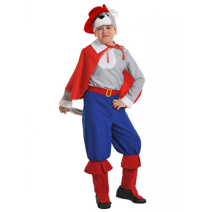 Костюм для мальчика Кот в сапогах (маска со шляпой,рубаха,штаны,накидка,шпага) р.30/116-36/146 тк арт.5066