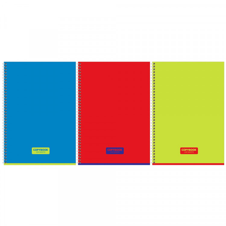 Тетрадь А4 клетка 120 листов на гребне (BG) Copybook глянцевая ламинация ассорти арт.Т4гр120_лг 12477