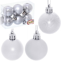 Набор шаров 04см 06шт/наб. "Микс фактур" цв.серебро арт.183-844