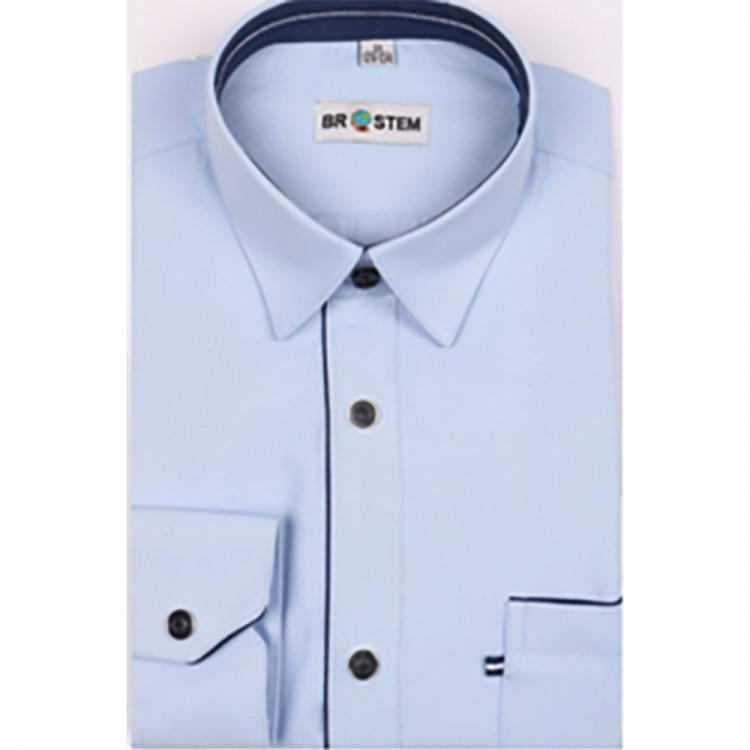 Сорочка подростковая приталенная длинный рукав размерный ряд 36/158-164(XXS)-41/176-182(XL) цвет светло-синий Brostem арт.DS2A62-61AX** на кнопках