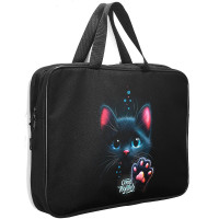 Папка А4 текстиль на молнии ручка-тесьма (Stavia) Котенок с лапкой мультиколор арт.89293