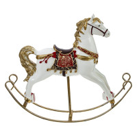 Статуэтка декоративная "Лошадка-качалка" 22см белая с красным арт.806787
