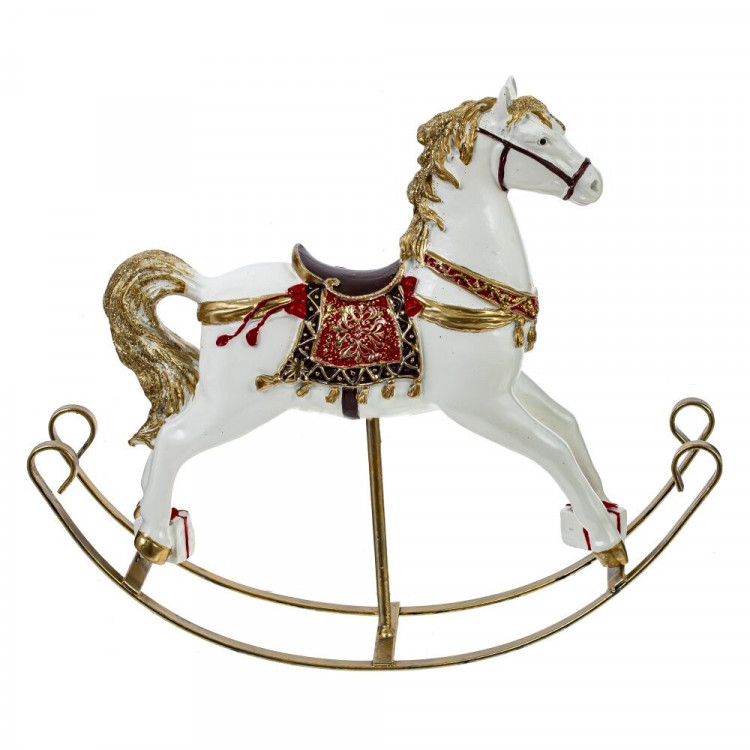 Статуэтка декоративная "Лошадка-качалка" 22см белая с красным арт.806787