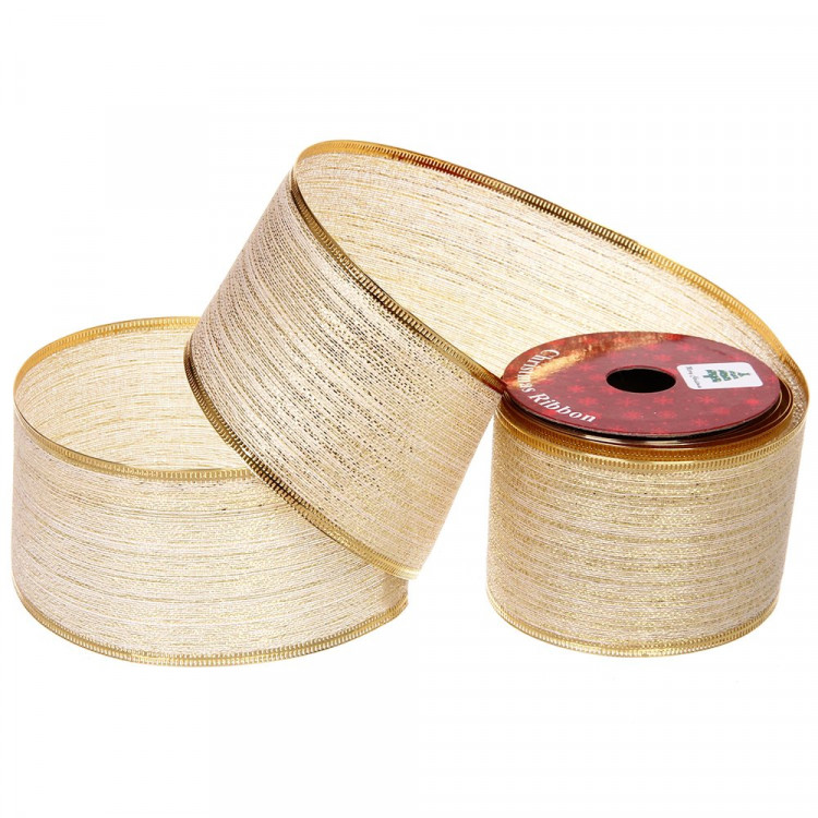 Лента новогодняя полиэстер на леске 6,3*270см "Линия судьбы" цв.шампань арт.259-548