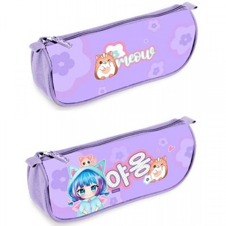 Пенал-косметичка 1 отделение (Hatber) Девочка-кошка мягкий 200х95х50мм арт.NPk_76304