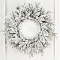 Венок декоративный 70см хвоя 100% литая, заснеженный "Версальский" арт.ВВР 70