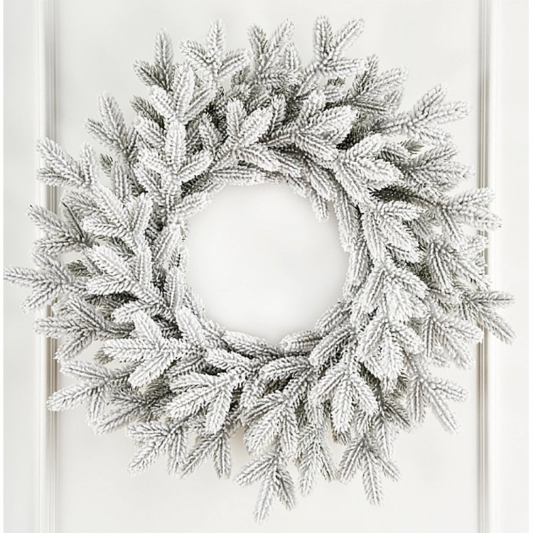 Венок декоративный 70см хвоя 100% литая, заснеженный "Версальский" арт.ВВР 70