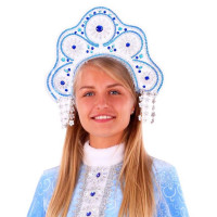 Кокошник взрослый "Снегурочка Лиза" сине-голубые пайетки, камни б/р арт.3022 к-21 Кокошник взрослый "Снегурочка Лиза" сине-голубые пайетки, камни б/р арт.3022 к-21