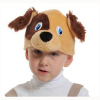 Маска-шапочка карнавальная плюш (ЖИВОТНОЕ) "Песик" цв.бежевый/коричневый р.52-54 арт.4056