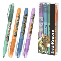 Маркер флуорисцентный ErichKrause Visioline V-15 Big City Cats 0,6-3,5мм 4 шт ассорти арт.63369 (Ст.24)