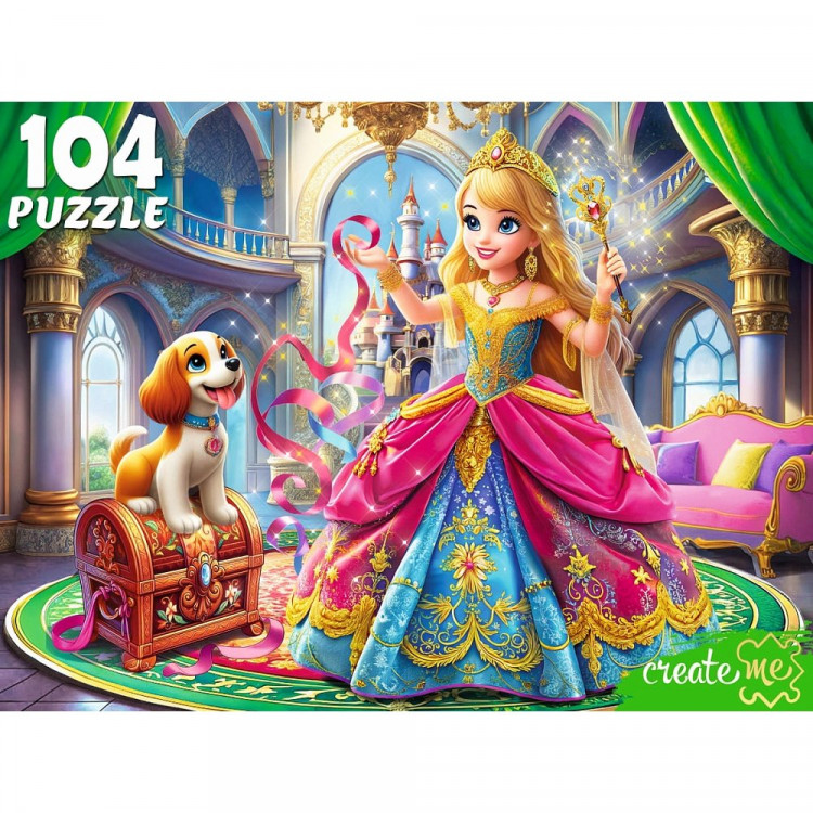 Пазл 104 элемента Веселая принцесса и щенок (РК) арт.УК104-0200 Пазл 104 элемента Веселая принцесса и щенок (РК) арт.УК104-0200