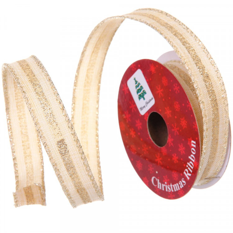 Лента новогодняя полиэстер на леске 1,5*270см "Млечный путь" цв.шампань арт.259-579