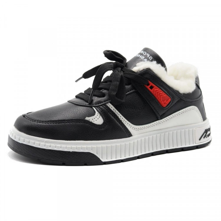 Кеды для девочки (SaiJun) черный верх-искуственная кожа подкладка - искуственная шерсть  артикул czz-B6601-1