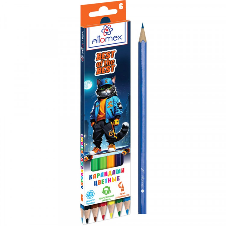 Карандаши цветные (Attomex) Best Of The Best 6 цветов М, 2,65мм шестигранные арт.5021543 Карандаши цветные (Attomex) Best Of The Best 6 цветов М, 2,65мм шестигранные арт.5021543