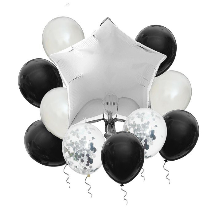 Букет шаров 10шт/наб. латекс/фольга "Стильный" арт.3217467 Букет шаров 10шт/наб. латекс/фольга "Стильный" арт.3217467