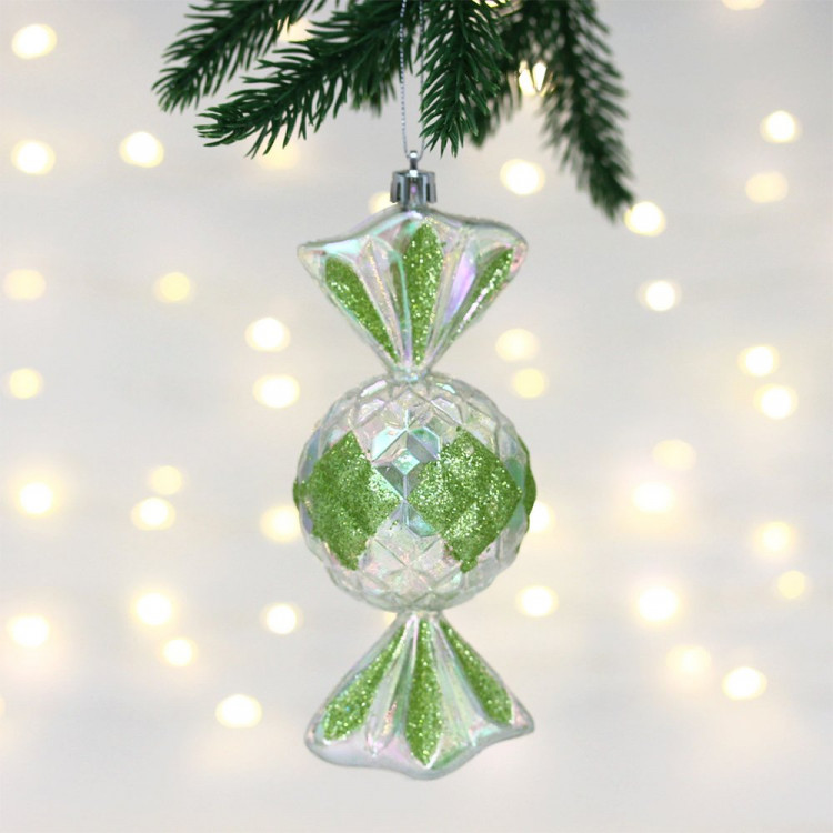 Фигурка на ёлку пластик 15см "Сладкая конфетка" цв.салатовый арт.107-6000