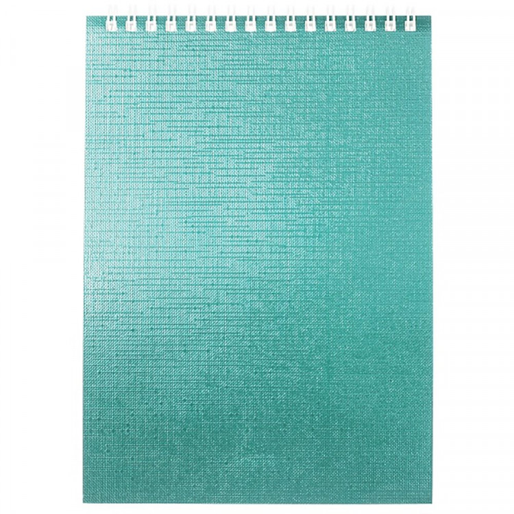 Блокнот А5 мягкая обложка на гребне 80 листов (Hatber) Metallic Мята бумвинил арт 80Б5бвВ1гр
