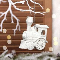 Украшение декор.подвеска пластик (Серия жемчужная) "Паровозик" 09см арт.916-2033