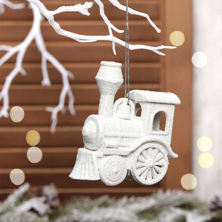 Украшение декор.подвеска пластик (Серия жемчужная) "Паровозик" 09см арт.916-2033