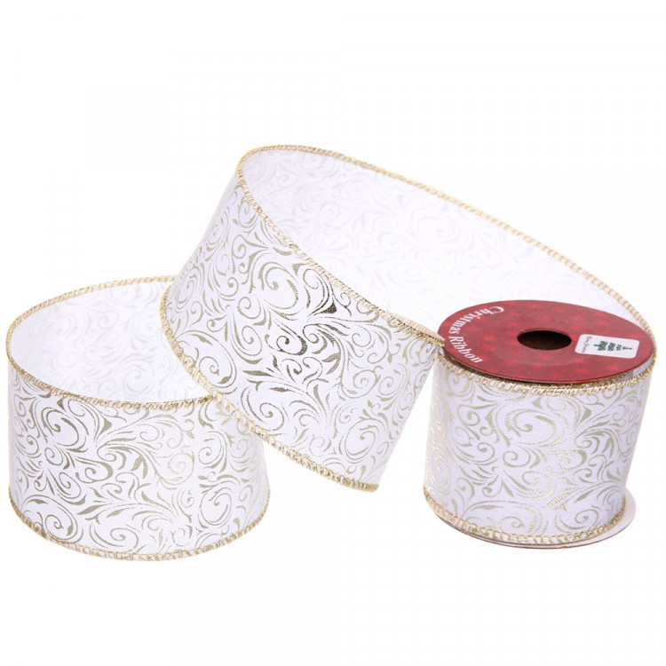 Лента новогодняя полиэстер на леске 6,3*270см "Торжество" цв.шампань арт.259-617 Лента новогодняя полиэстер на леске 6,3*270см "Торжество" цв.шампань арт.259-617