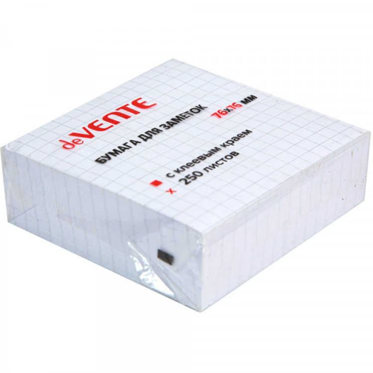 Блок самоклеющийся 76*76 250л белый в клетку (deVENTE) арт.2010415