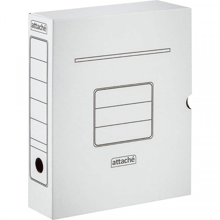 Короб архивный А4 г/карт 75мм вырубной замок белый арт.1240617