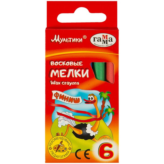 Мелки восковые (ГАММА) Мультики 6 цветов круглые арт.2131018_01_28