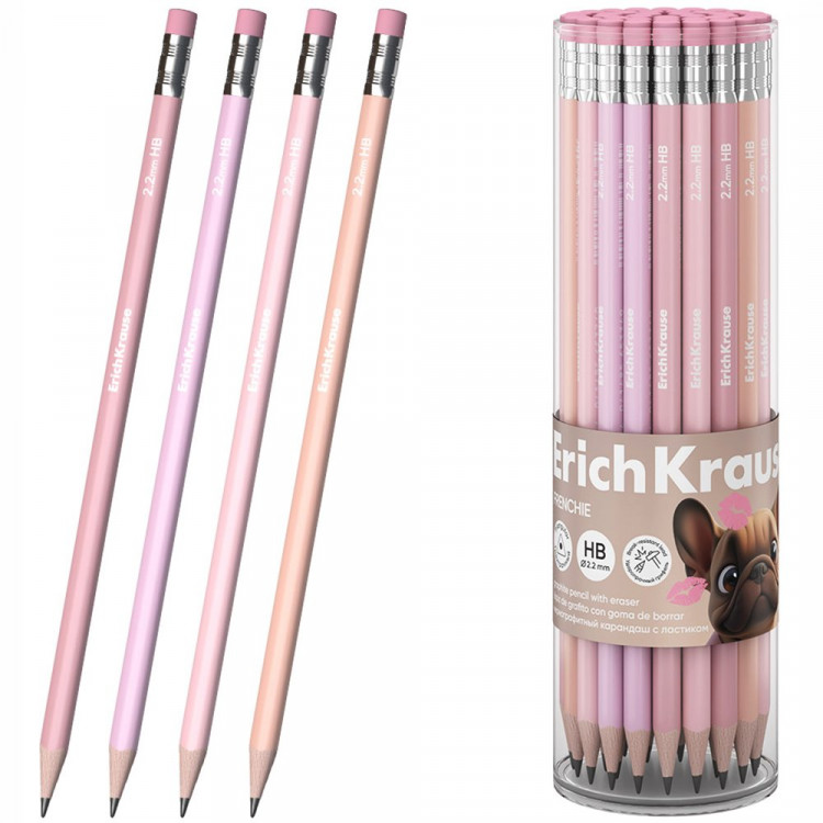 Карандаш ч/г ErichKrause с ластиком Frenchie HB трехгран. корпус арт.65334 (Ст.42)