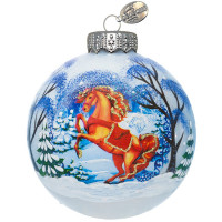 Шар стекло 10см (серия Символ года) "Конь зимний 1" п/у арт.КУ-100-254025/1