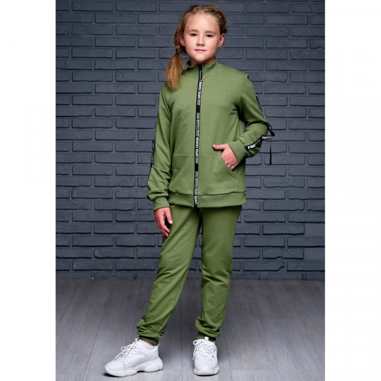 Костюм спортивный для девочки арт.Моника размер 30/116-34/134 цвет оливковый Костюм спортивный для девочки арт.Моника размер 30/116-34/134 цвет оливковый