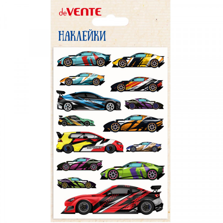 Наклейки (deVENTE) объемные мягкие многоразовые Спорткары 10х15 см арт.8002487