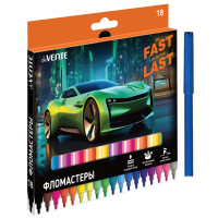 Фломастеры (deVENTE) Fast Or Last 18 цветов вентилируемый колпачок картонная коробка арт.5082532