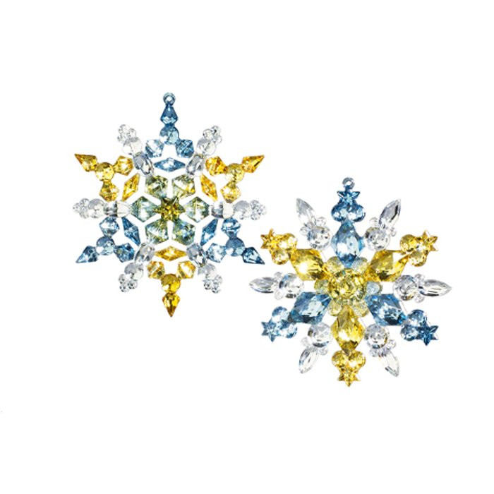 Украшение декоративное "Снежинка.Кристаллы" 11*14см лимонно-голубая в ассортименте арт.AR1807GB