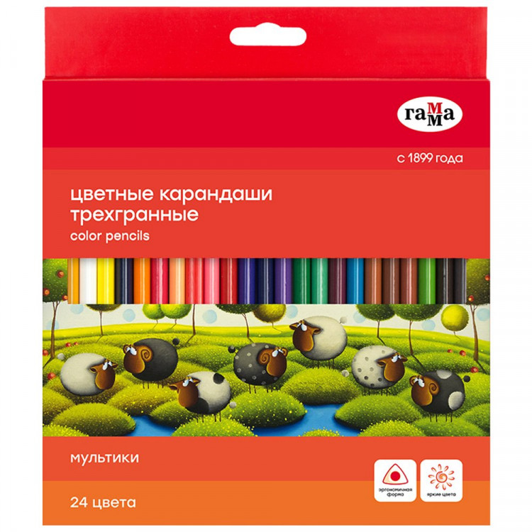 Карандаши цветные (ГАММА) Мультики 24 цвета трехгранные арт.290122_24