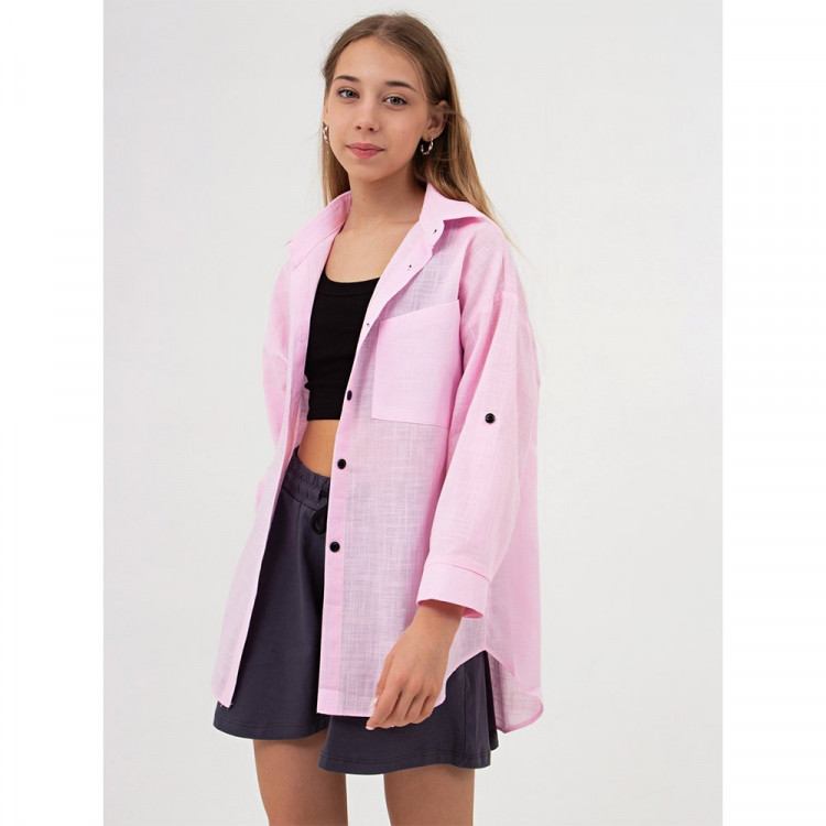 Рубашка для девочки KDR арт.7261 размер 32/128-40/152 цвет розовый Рубашка для девочки KDR арт.7261 размер 32/128-40/152 цвет розовый