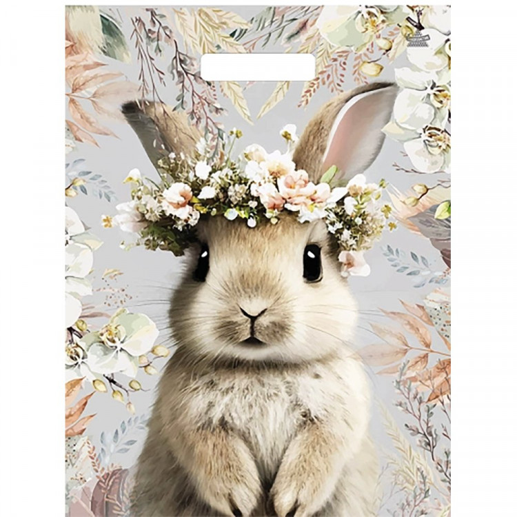 Пакет ПВД прорезная ручка 31*40 60мкм Летний зайка