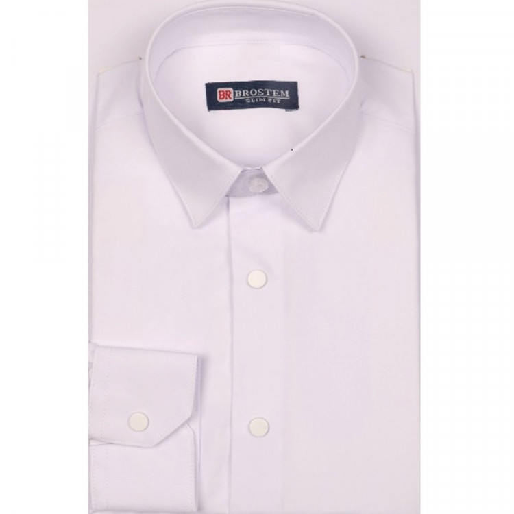 Сорочка детская длинный рукав размерный ряд 29/116-122-36/158-164  цвет белый Brostem арт.4LBD14+1d на металлических кнопках