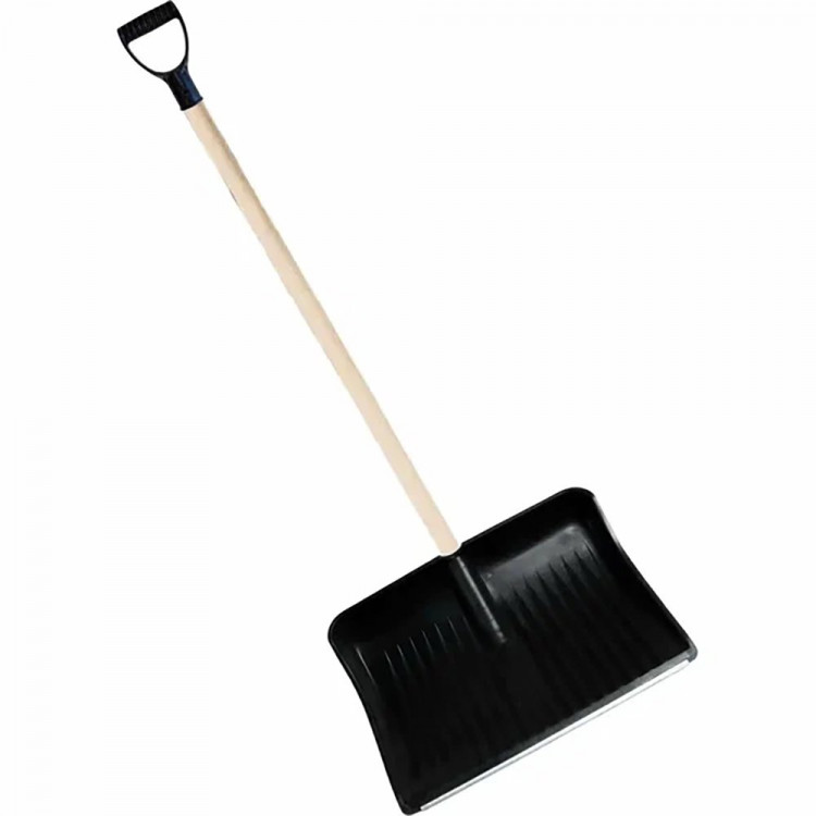 Лопата снеговая пластик 515*410 мм с черенком дерево с оцинк. наконечником